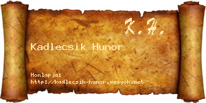Kadlecsik Hunor névjegykártya